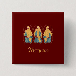 Macaron Carré 5 Cm Bouton d'illustration musulmane personnalisée