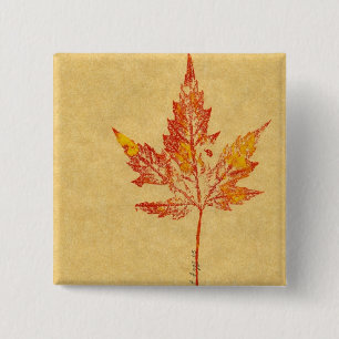 Macaron Carré 5 Cm Bouton d'impression de la nature feuille