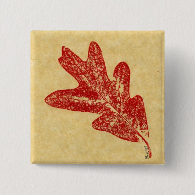 Macaron Carré 5 Cm Bouton d'impression de la nature feuille (Devant)