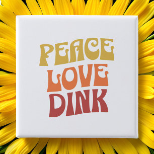 Macaron Carré 5 Cm Bouton Dink Peace Love