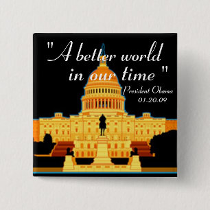 Macaron Carré 5 Cm Bouton d'Obama de la parole d'inauguration