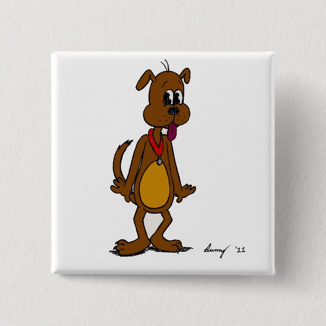 Macaron Carré 5 Cm Bouton Doggy Toon (Devant)