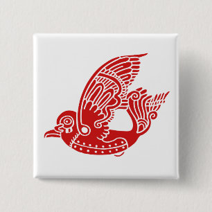 Macaron Carré 5 Cm Bouton d'oiseau de Metallon (rouge)