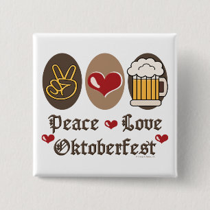 Macaron Carré 5 Cm Bouton d'Oktoberfest d'amour de paix