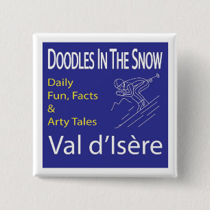 Macaron Carré 5 Cm bouton "Doodle dans la neige" (badge)