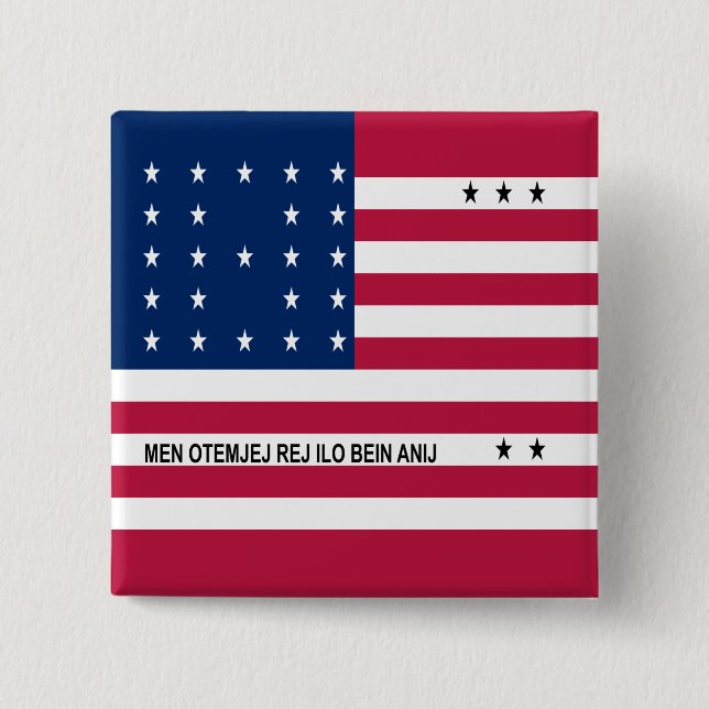 Macaron Carré 5 Cm Bouton Drapeau de l'atoll de Bikini patriotique (Devant)