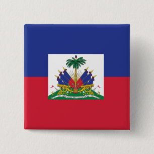 Macaron Carré 5 Cm Bouton Drapeau Haïtien