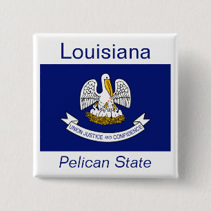 Macaron Carré 5 Cm Bouton Drapeau Louisiane