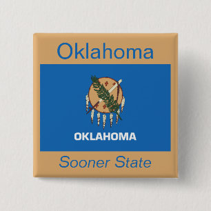 Macaron Carré 5 Cm Bouton Drapeau Oklahoman
