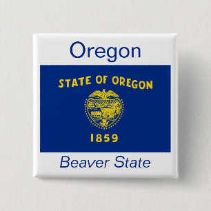 Macaron Carré 5 Cm Bouton Drapeau Oregonien