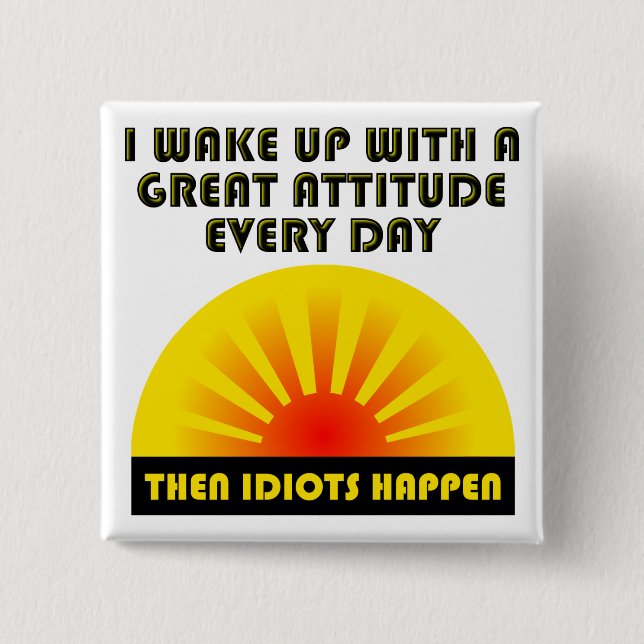 Macaron Carré 5 Cm Bouton Drôle Idiots (Devant)