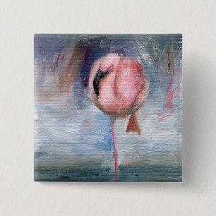 Macaron Carré 5 Cm Bouton du Flamant rose ACEO