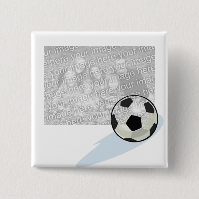 Macaron Carré 5 Cm Bouton du football de photo (Devant)