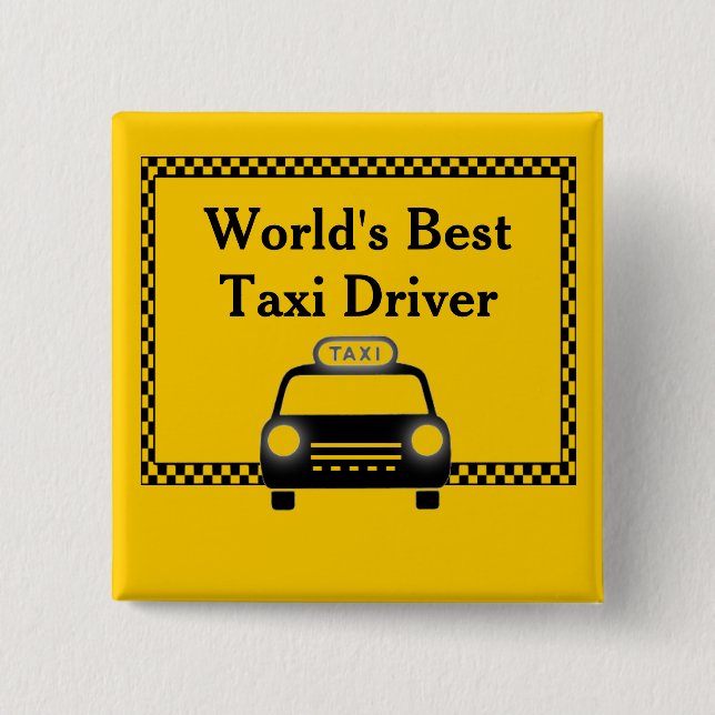 Macaron Carré 5 Cm Bouton du meilleur conducteur de taxi du monde (Devant)