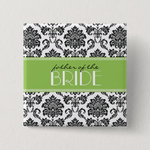 Macaron Carré 5 Cm Bouton du père de la mariée Damask dans Apple Gr