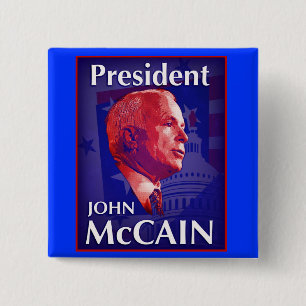 Macaron Carré 5 Cm Bouton du Président John McCain