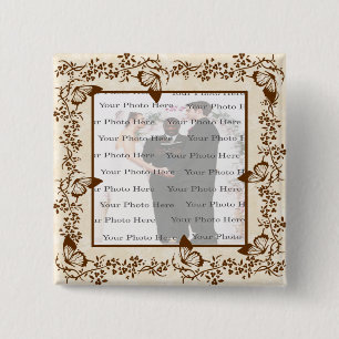 Macaron Carré 5 Cm Bouton élégant Carré papillon