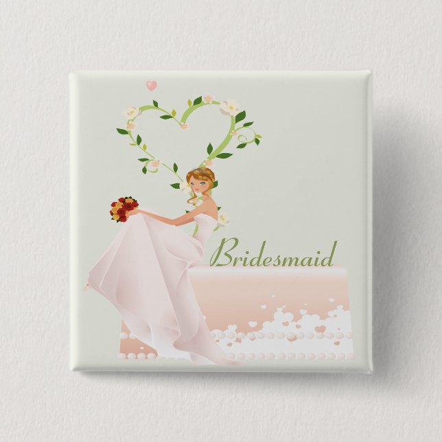 Macaron Carré 5 Cm Bouton Élégant de la servante (Devant)