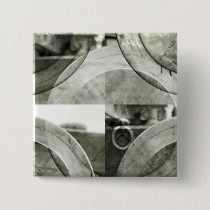 Macaron Carré 5 Cm Bouton en forme d'étoile et anneau grunge abstrait