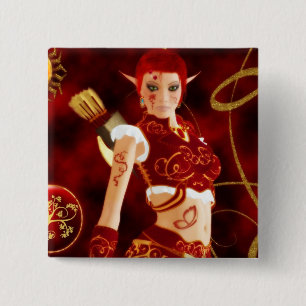 Macaron Carré 5 Cm Bouton enchanté de gardien du feu