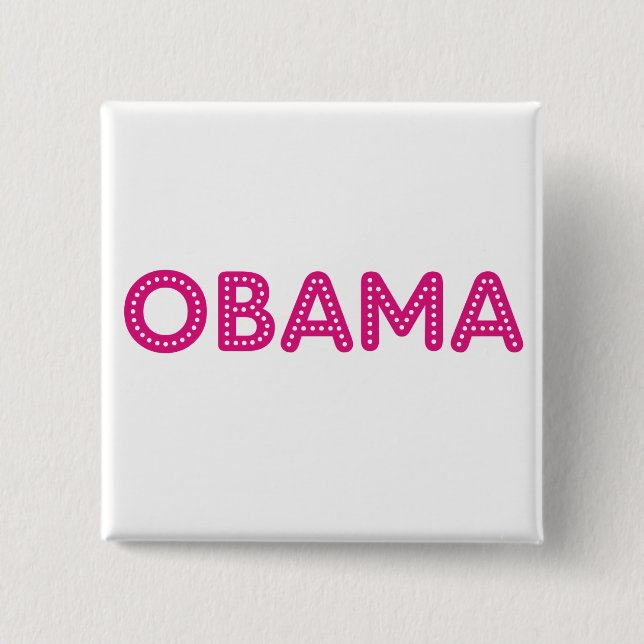 Macaron Carré 5 Cm Bouton étoilé de lumières d'Obama (Devant)