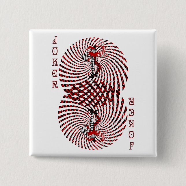 Macaron Carré 5 Cm Bouton étourdi de joker de harlequin (Devant)