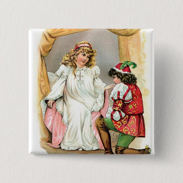 Macaron Carré 5 Cm Bouton Fairytale (Devant)