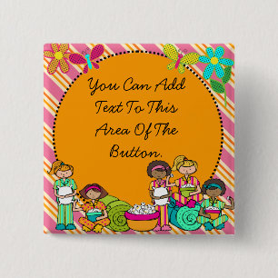 Macaron Carré 5 Cm Bouton fait sur commande de soirée pyjamas