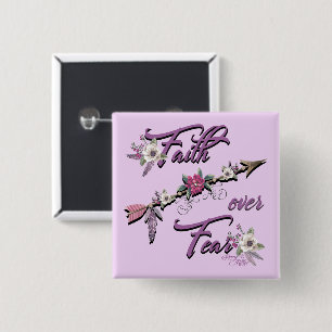 Macaron Carré 5 Cm Bouton Faith Over Fear
