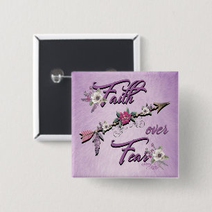 Macaron Carré 5 Cm Bouton Faith Over Fear