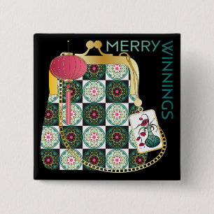 Macaron Carré 5 Cm Bouton Fête de campagne Mah Jongg