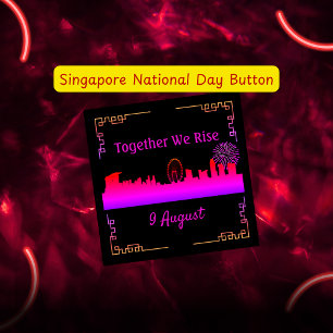 Macaron Carré 5 Cm Bouton Fête nationale de Singapour Skyline