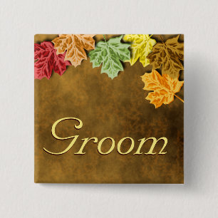 Macaron Carré 5 Cm Bouton Feuilles automne