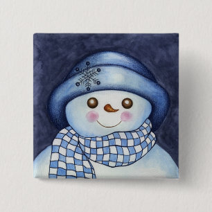 Macaron Carré 5 Cm Bouton Flaky Snowman