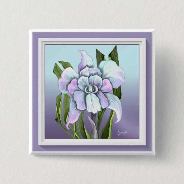 Macaron Carré 5 Cm Bouton fleur Smeraldo (Devant)