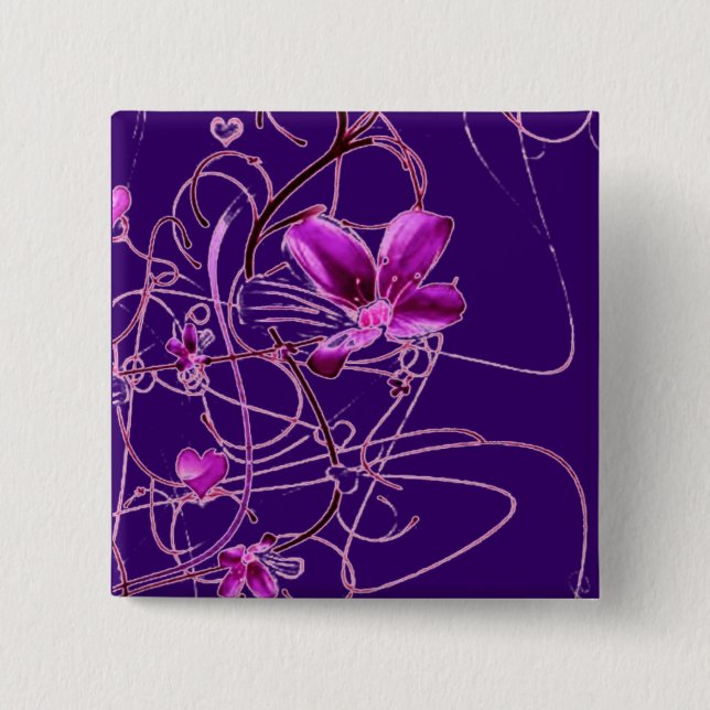 Macaron Carré 5 Cm Bouton Fleurs (Devant)