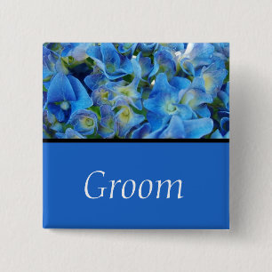 Macaron Carré 5 Cm bouton fleurs d'hydrangée bleue