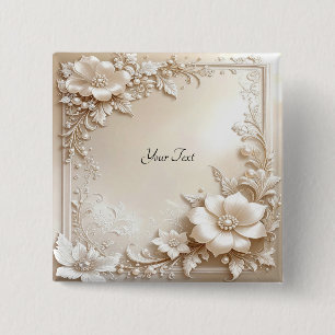 Macaron Carré 5 Cm Bouton Fleurs d'Ivoire