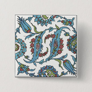 Macaron Carré 5 Cm Bouton floral islamique du carreau de céramique