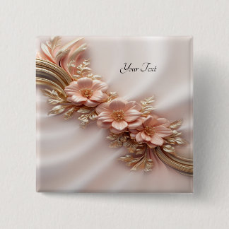Macaron Carré 5 Cm Bouton floral orange élégant pêche