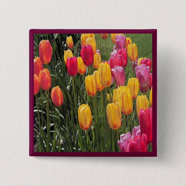 Macaron Carré 5 Cm Bouton Flower (Devant)