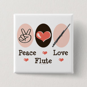 Macaron Carré 5 Cm Bouton Flûte Peace Love