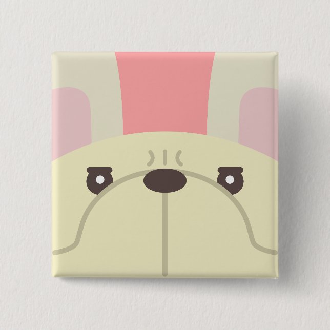 Macaron Carré 5 Cm Bouton français Bulldog (Devant)