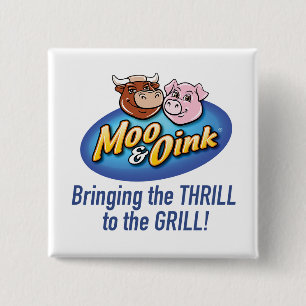Macaron Carré 5 Cm Bouton "Frisson du Grill" de Moo & Oink