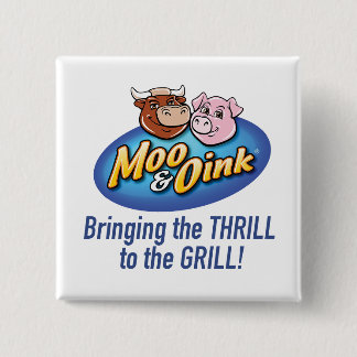 Macaron Carré 5 Cm Bouton "Frisson du Grill" de Moo & Oink