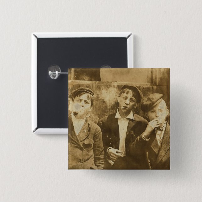 Macaron Carré 5 Cm Bouton Fumer (Devant & derrière)