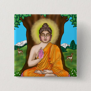 Macaron Carré 5 Cm Bouton Gautam Bouddha