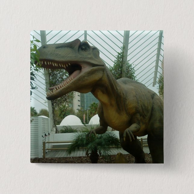 Macaron Carré 5 Cm Bouton Giganotosaurus Dinosaur (Devant)