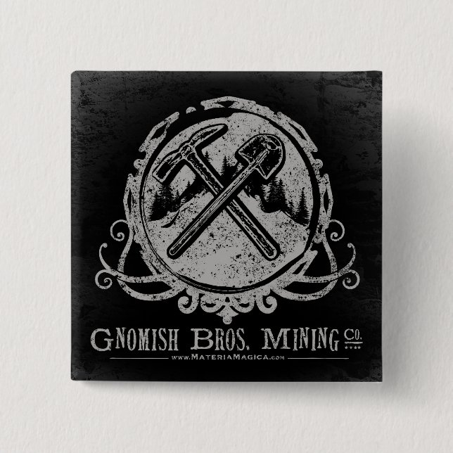 Macaron Carré 5 Cm Bouton Gnomish (Devant)