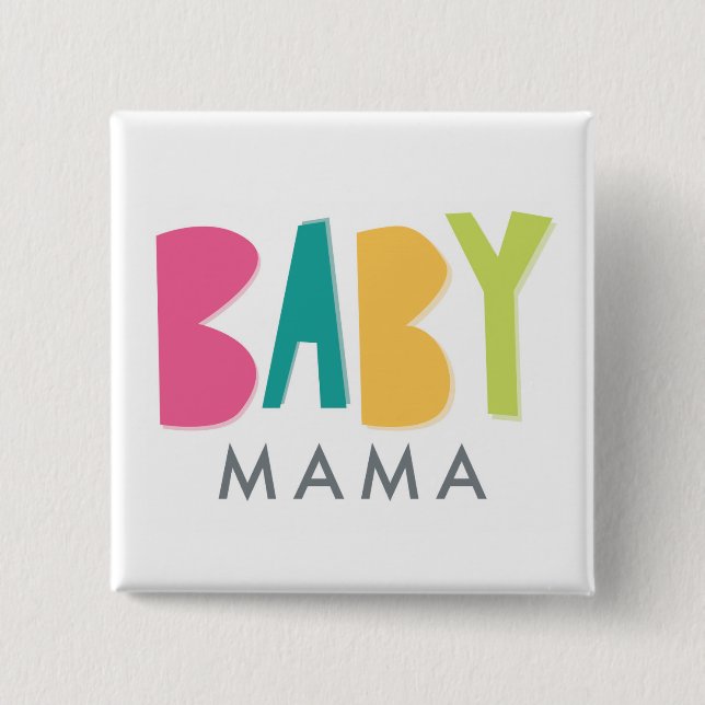 Macaron Carré 5 Cm Bouton Gras Baby Mama (Devant)